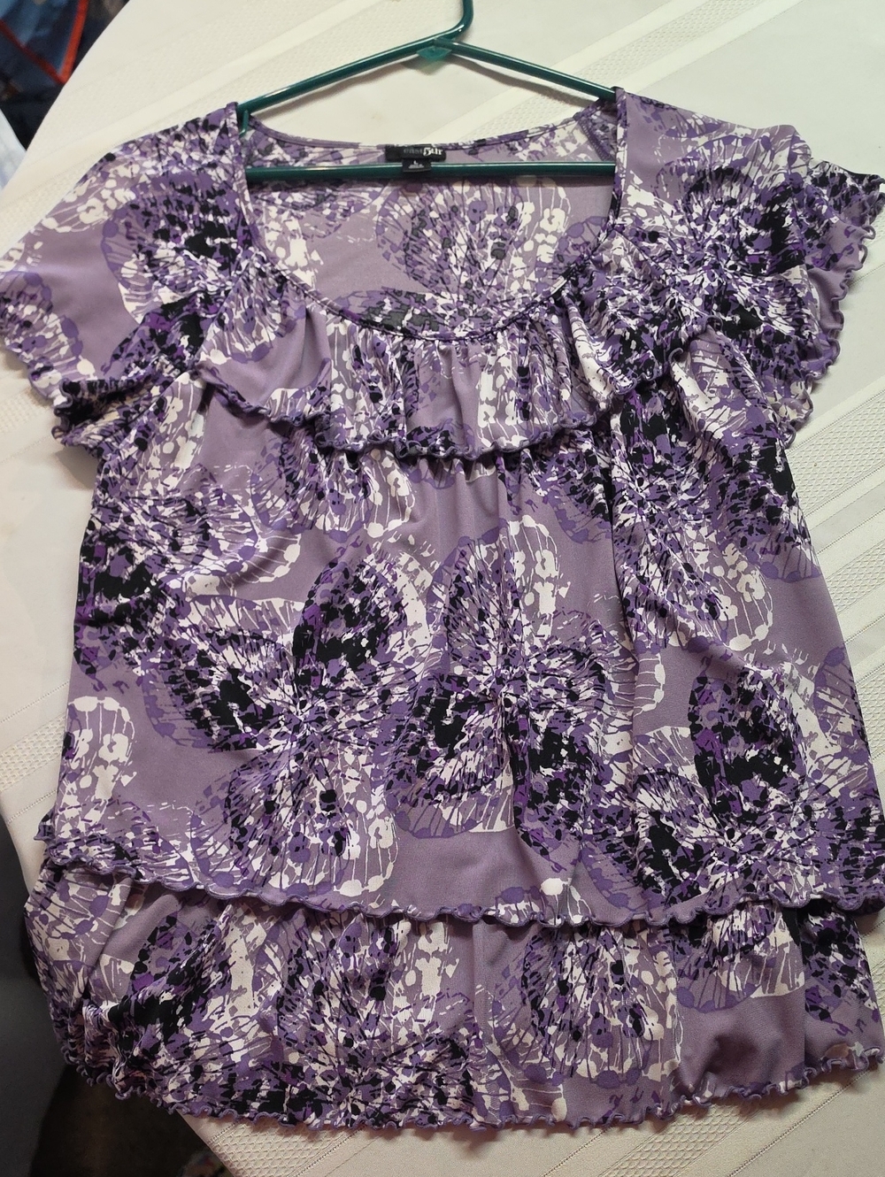 East 5th Lavender Floral Ruffle Short Sleeve Top